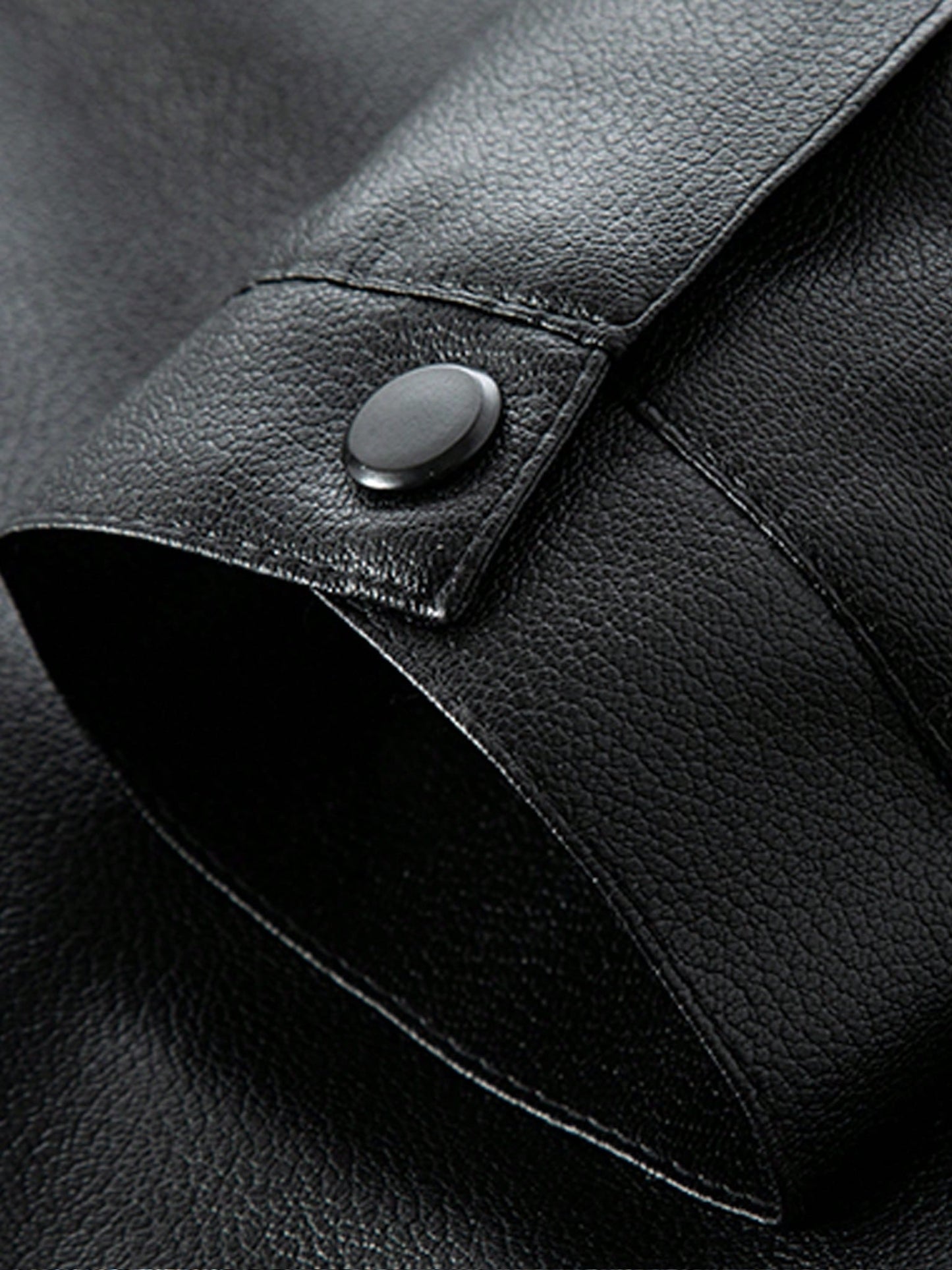 Men's Single Leather Jacket, Casual Outdoor Spring/Autumn Motorcycle Leather Coat,Fleece