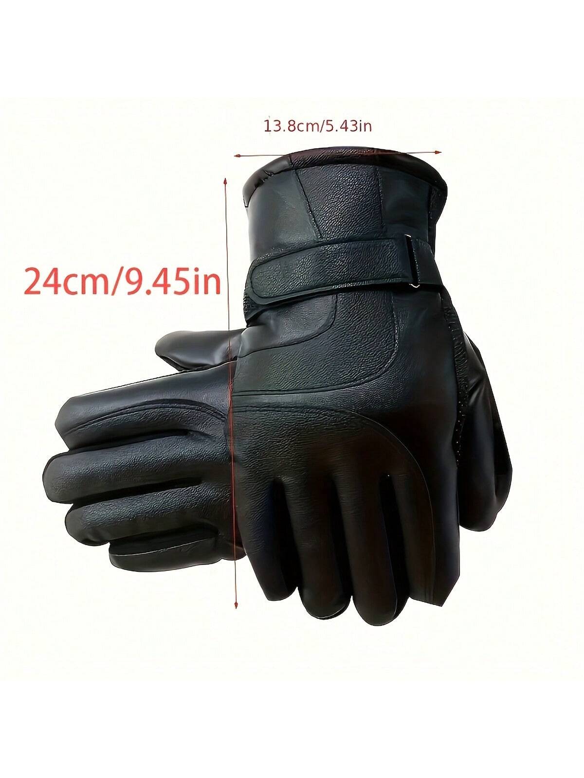 1 Pair Of High-Quality Artificial Leather Winter Warm Gloves, Sensitive Touch Screen, Fleece For Warmth, Windproof And Waterproof, Anti-Slip And Wear-Resistant, Lightweight And Easy To Carry, Suitable For Both Men And Women, Suitable For Cold Weather Pro