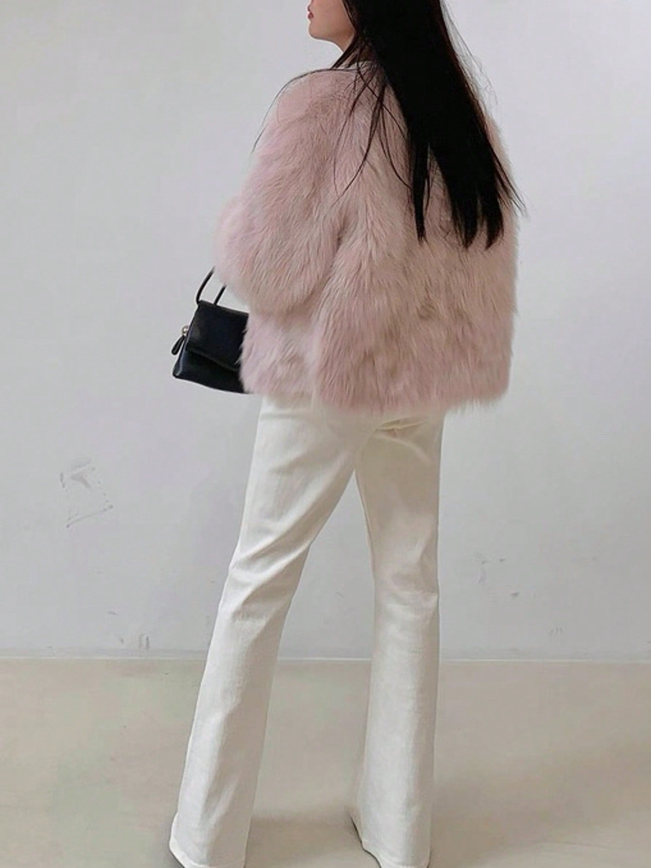 Winter Women Elegant Chic Pink Faux Fur Coats Fashion Vintage Solid Warmth Fluffy Coat Casual Fuzzy Fur Coats Female Fur Plush Fluffy Jacket Outerwear Party Christmas Clothes New Years
