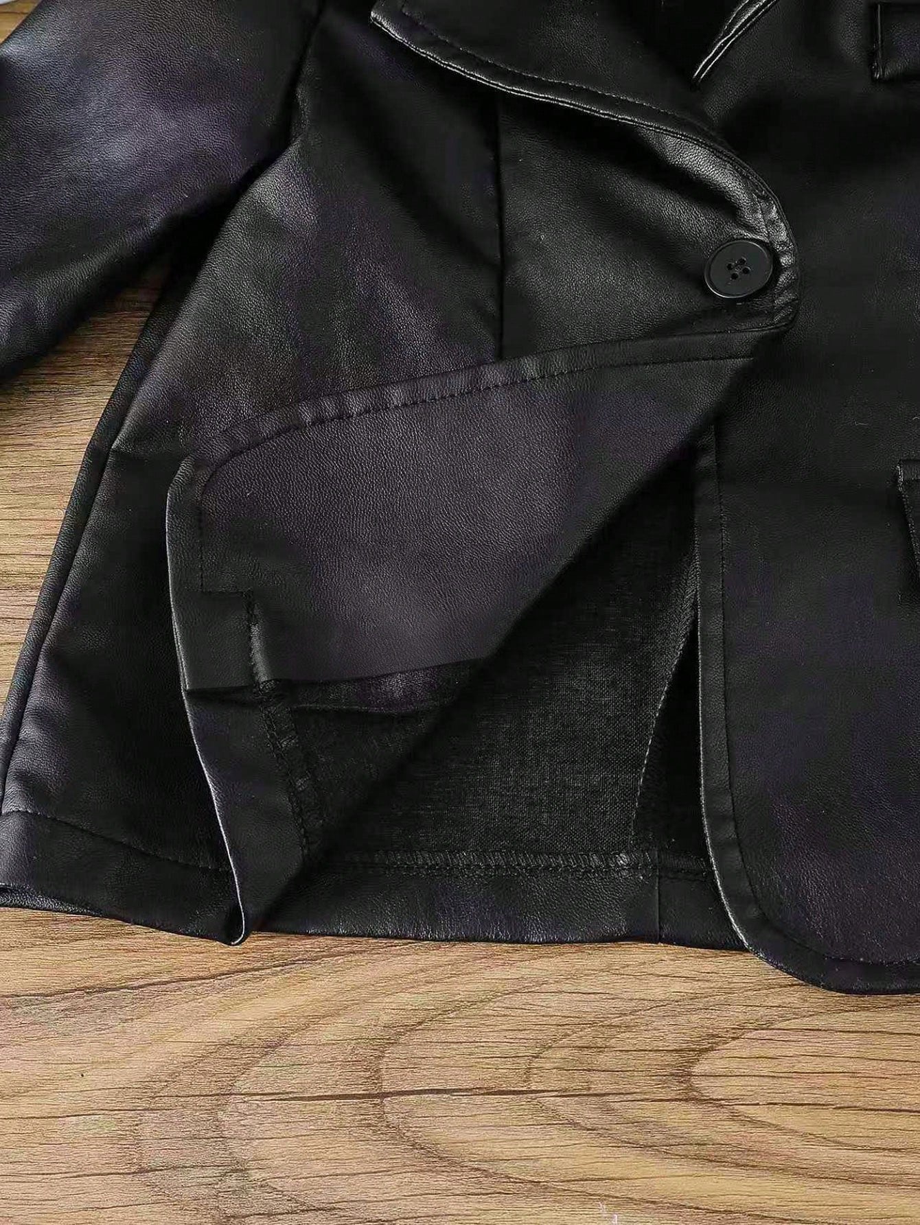 4-7 Years Old Girls Autumn New Jacket, Lapel Fake Pocket PU Leather Long Sleeve Cool Jacket Coat, Suitable For Outings, Parties, And Daily Wear