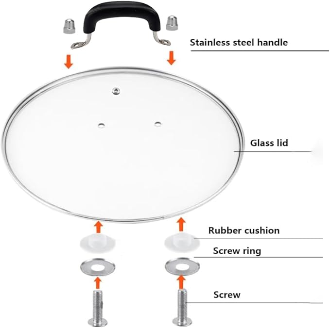 12 Inch Tempered Glass Lid for Lodge 12" Cast Iron Skillets & 7QT Dutch Ovens -Stainless Steel Handle and Rim (12 INCH LID)