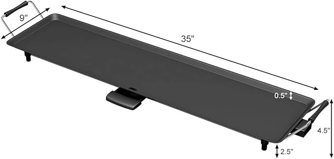 HAPPYGRILL Electric Griddle Teppanyaki Grill, Nonstick Countertop Griddle with Adjustable Temperature, 35" Barbecue Grill Cooking Plates for Indoor Outdoor Patio Camping