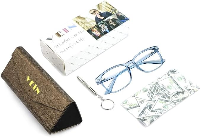 YEIN Bifocal Reading Glasses with Blue Light Blocking Lenses, Bifocal Reader for Women and Men, Vintage Square frame with Spring Hinge (+0.50/+3.00 magnification)