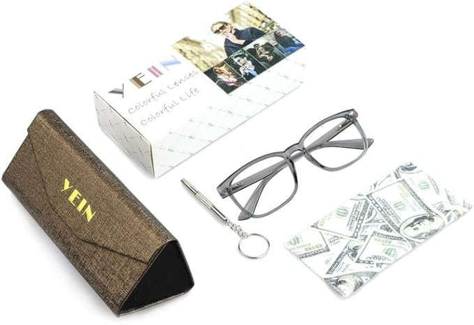 YEIN Bifocal Reading Glasses with Blue Light Blocking Lenses, Bifocal Reader for Women and Men, Vintage Square frame with Spring Hinge (+0.00/+1.25 magnification)