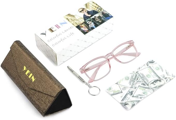 YEIN Bifocal Reading Glasses with Blue Light Blocking Lenses, Bifocal Reader for Women, Vintage Square frame with Spring Hinge (+0.00/+1.25 magnification)