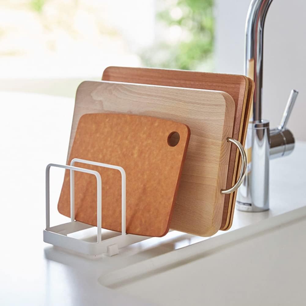 Plate Home Accented Storage Rack, Plate Holders Organizer, Metal Dish Storage Dying Display Rack for Cabinet, Counter and Cupboard, White