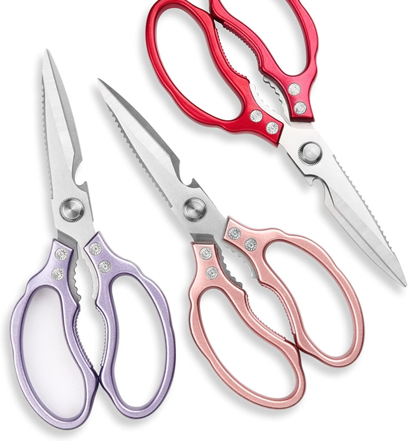 Kitchen Scissors, Heavy Duty Sharp Kitchen Shears Dishwasher Safe, Kitchen Accessories Cooking Shears for Kitchen Meat Chicken Fish Poultry Herb Bread (Rose gold)