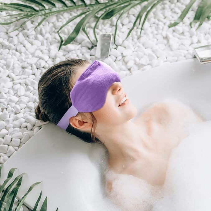 Umisleep Lavender Eye Mask, Aromatherapy Weighted Sleep Mask for Dry Eyes Men Women, Microwave Heated Hot Therapy Eye Cover Moist Compression Pain Relief, Eye Pillow for Puffy Eyes, Sinus Pain, Purple