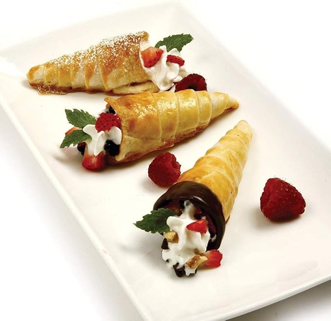 Non-stick Cream Horn Molds Stainless Steel, FantasyDay 5 inch Large Size Cannoli Tubes Kit Pack of 20 Baking Cones Pastry Roll Horn Croissant Mold - Christmas Anniversary Free Standing Cone Shape