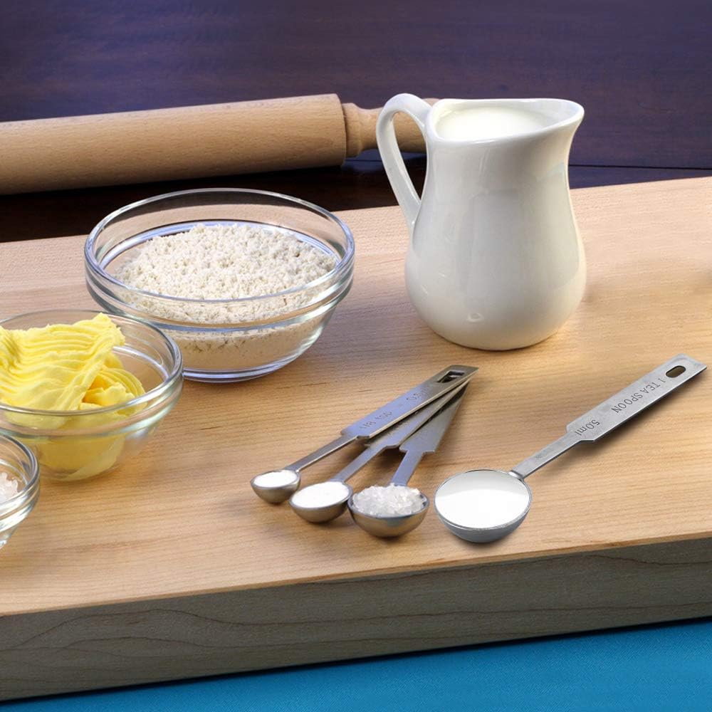 5PCS OstWony Measuring Spoons Set, Includes 1/8 tsp, 1/4 tsp, 1/2 tsp, 1 tsp, 1 tbsp, Food Grade Stainless Steel measuring cups, Tablespoon and Teaspoon for Measure
