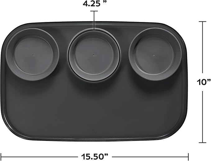 madesmart dipware 3 Bowl Serving Tray, Collapsible & Removable Dip Bowls for Charcuterie, Guacomole, Snacks, Veggies, Premium Dishwasher & Microwave Safe, Multipurpose Plate & Bowl, Carbon