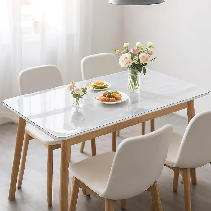 Frosted Table Protector 36 x 48 Inch, 1.4mm Thick Waterproof PVC Plastic Table Cover, Durable Table Pad for Dining Room, Kitchen, Writing Desk, and Coffee Tables