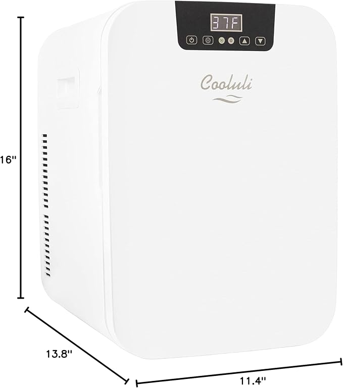 Cooluli 20 Liter Mini Fridge with Temperature Control - White Thermoelectric Cooler and Warmer for Bedroom, Office, Car, Dorm