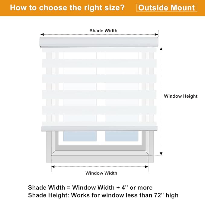 Persilux Cordless Zebra Blinds for Indoor Windows, Free-Stop Light Filtering Sheer Shades, Dual Layer for Day and Night, Roller Shades for Home (35.25" W X 72" H, White)
