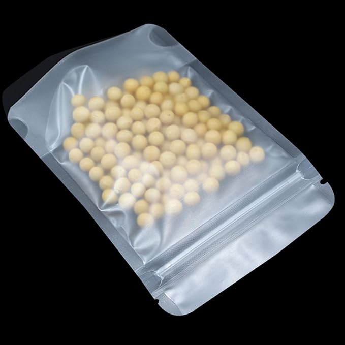 PABCK 100 Pcs 4.7x7.9 inch Resealable Stand Up Bags Matte Clear Zipper Lock Heat Seal Pouches with Tear Notch for Zip Food Storage Lock Packing