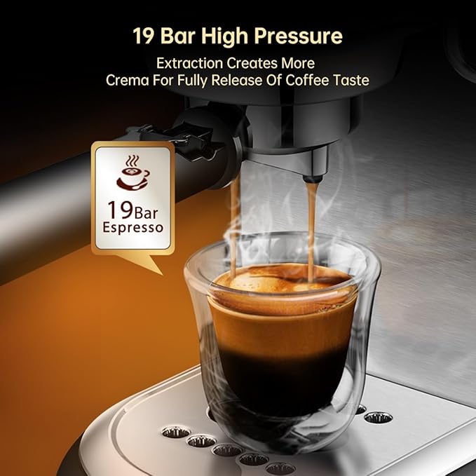 Semi-auto Stainless Steel Household Coffee Machine 19 Capsules Superfine Capsule Powder Coffee Machine Cappuccino and Espresso H11 (Color : H11G1Jug Mat Tamper, Size : CHINA_EU)