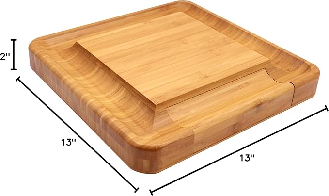 Sarolta Homewares Bamboo Cheese & Sushi Cutting Board and Platter with Brushed Stainless Steel Cutlery Set - Single Set