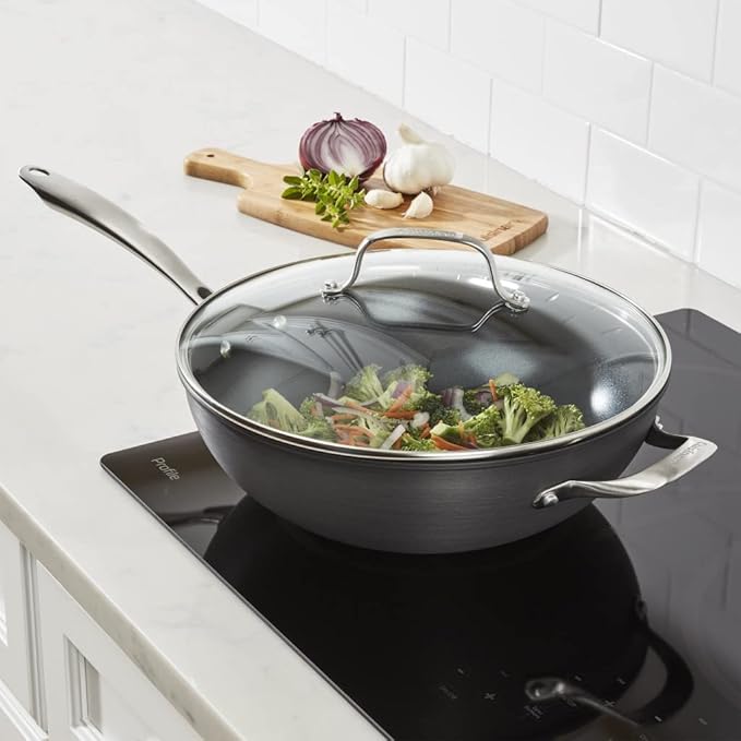 Cuisinart GG26-30H GreenGourmet Hard-Anodized Nonstick Stir-Fry Wok with Glass Cover 12-Inch