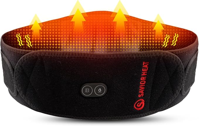 Heating Pad Lower Back Massager Wrap for Back Pain Relief, Heated Waist Belt with Vibration Massage 7.4V 4400mah Battery Heat Therapy, for Lower Back Lumbar Waist Abdominal Stomach Spine