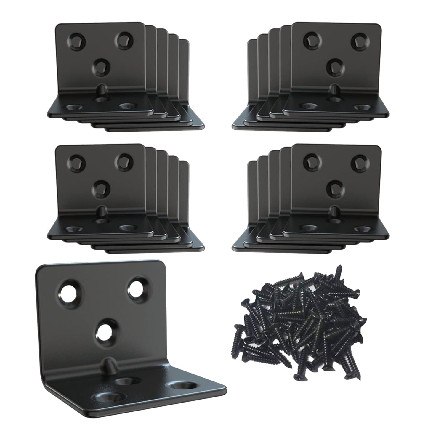 Black Stainless Steel Shelf Bracket,Joint Right Angle Bracket,L Shape Heavy Duty Metal Corner Brace Shelf Supporter for Wood Aufuga (Black_1.5x1.2x1.2inch, 16pcs)