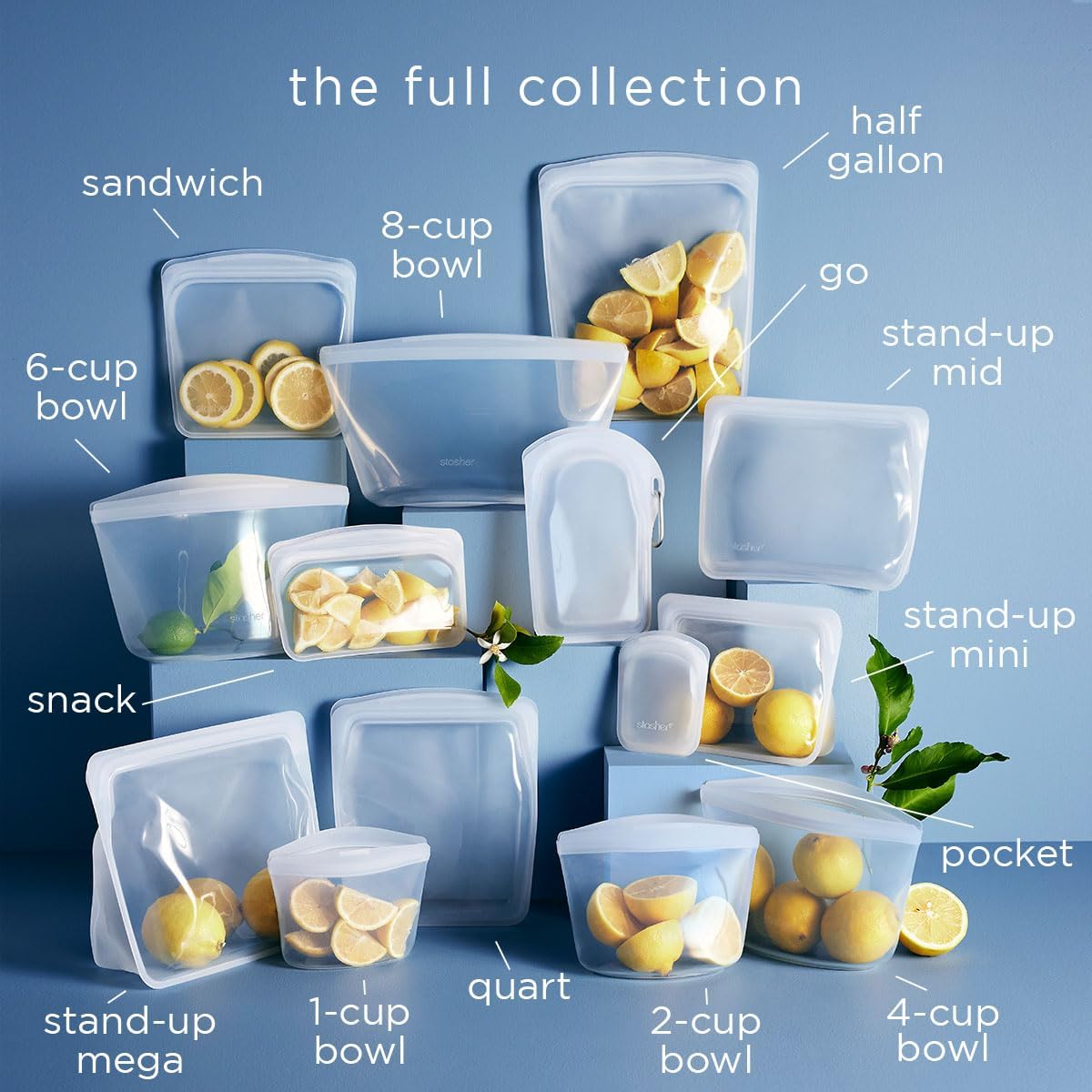 Stasher Premium Silicone Reusable Food Storage Bags, 5-Pack, Tie Dye Multi, Multi-Use Food Storage Bags, Lunch Bag, Travel Containers, BPA Free, Leak-free, Dishwasher-Safe, Eco-friendly