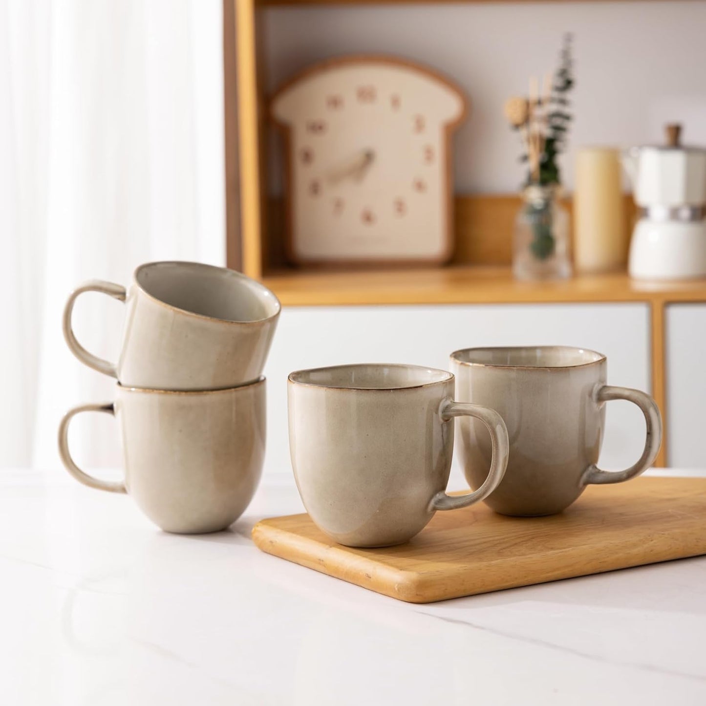 AmorArc 12oz Coffee Mugs, Ceramic Coffee Mugs set of 6 for Man, Woman, Dad, Mom, Modern Coffee Mugs with handle for Latte/Cappuccino/Milk/Cocoa. Dishwasher&Microwave Safe, Cappuccino