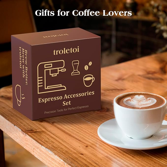 7 PCS Espresso Accessories Kit: 53.3mm Espresso Tamper, Coffee Distributor, Puck Screen, Dosing Funnel and WDT Tool, Espresso Tools Set Fits Breville 54mm Espresso Machines and Portafilters