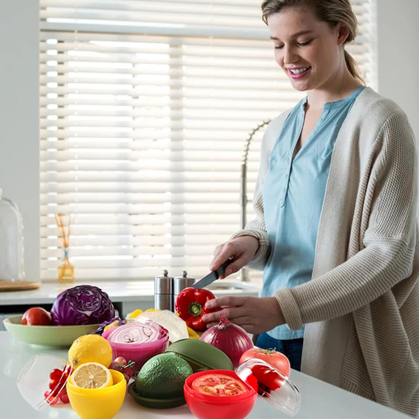 Lemon Storage Containers, Reusable Lemon Keeper for Refrigerator, Individual Lime Saver Holder Organizer for Fridge to Keep Lemon Fresh