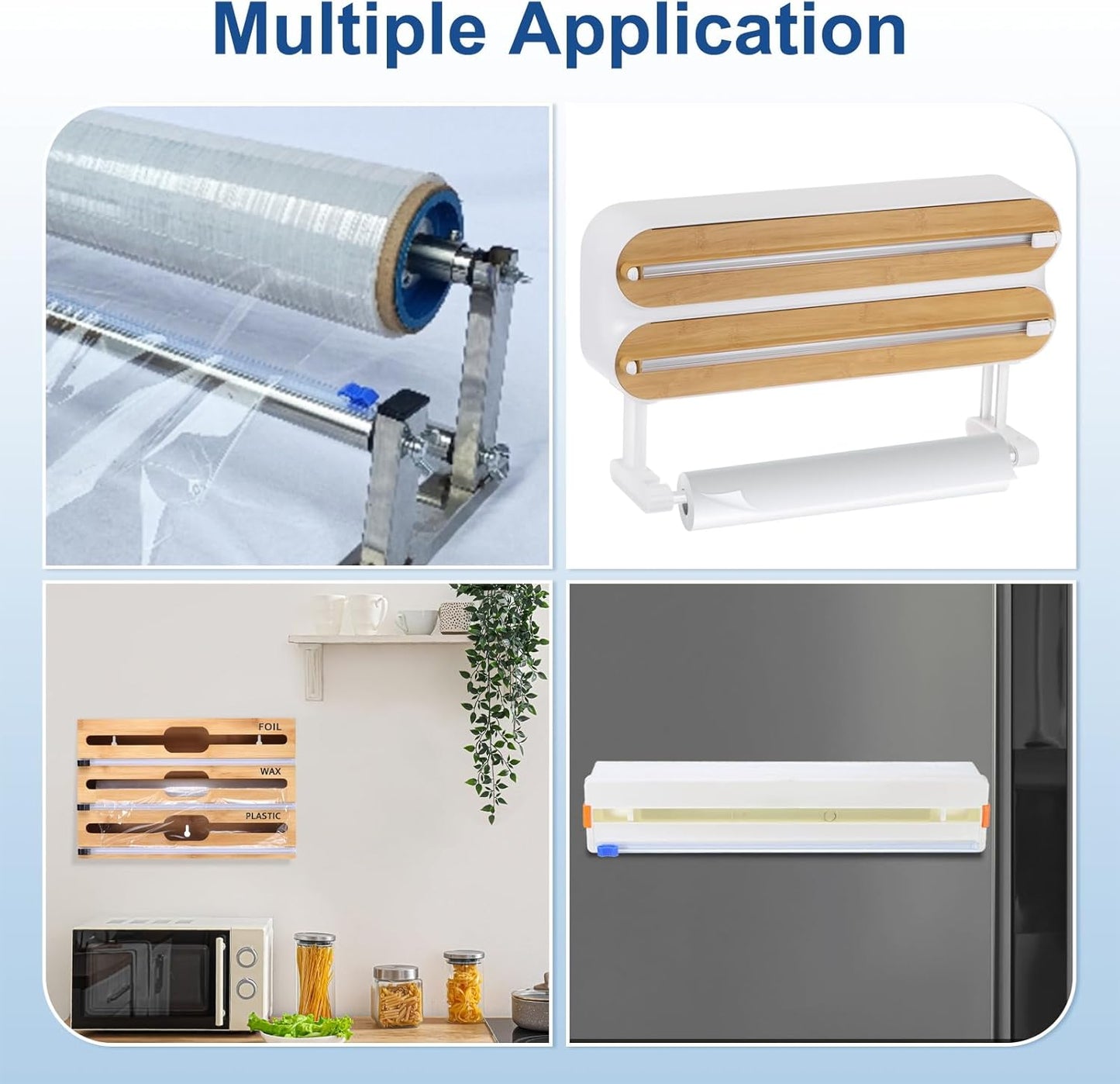 PATIKIL 12pcs Plastic Wrap Cutter, 12in Plastic Wrap Slide Cutter Self Adhesive Installation Replacement for Aluminum Foil Wax Paper Parchment Paper Wrap Dispenser, Blue