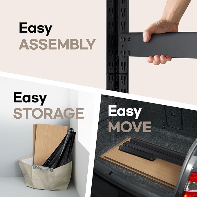 HOMEDANT House Black 5 Tier 24.4" W Laminated Metal Shelving Unit Adjustable Storage Utility Rack Heavy Duty Shelves Organization Multipurpose Shelf Kitchen Garage Pantry Closet 2 Pack