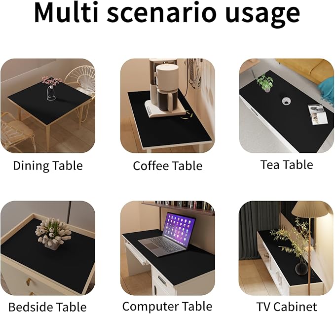 Leather Table Cover,1.8mm Thick,42x42 Inch Table Protector,Table Protector for Dining Room Table,Dining Table Cover,Table Cover Protector,Dining Table Protector Rectangle(Black+Gray,42x42)