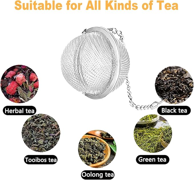Tea Strainers for Loose Tea, Set of 2 TeaSanavie Stainless Steel Tea Ball, Tea infuser with Honeybee & Beehive Charm