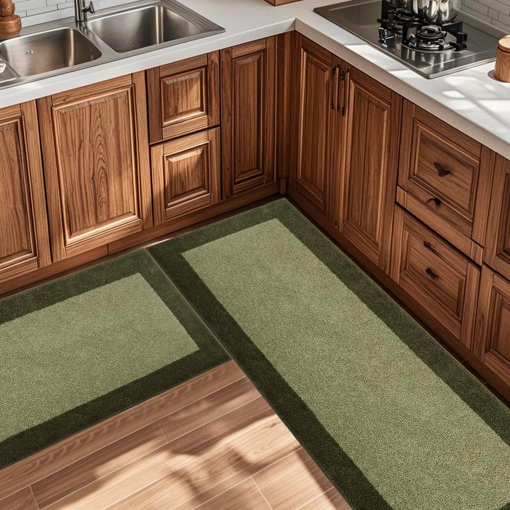 Machine Washable (24" x 36"+ 24" x 60"') Runner Rugs Set of 2, Non Slip Kitchen Mats for Floor, Absorbent Entryway Rug for Kitchen, Bedroom, Hallway, Bathroom, Door (Roll Packing)