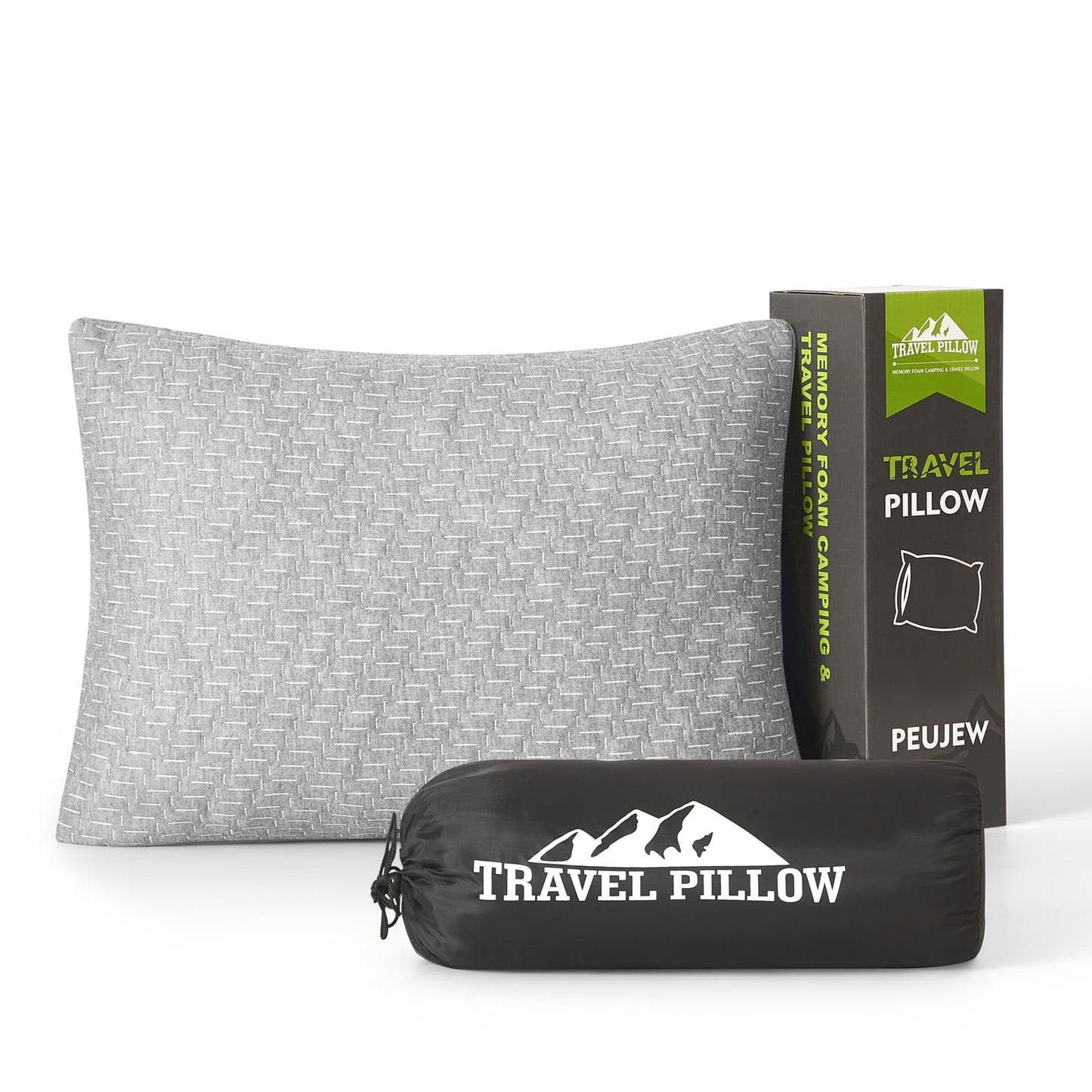 Shredded Memory Foam Pillow, Travel Size Pillow Camping Pillow Breathable and Soft, Ideal Car Backpacking Hiking Airplane
