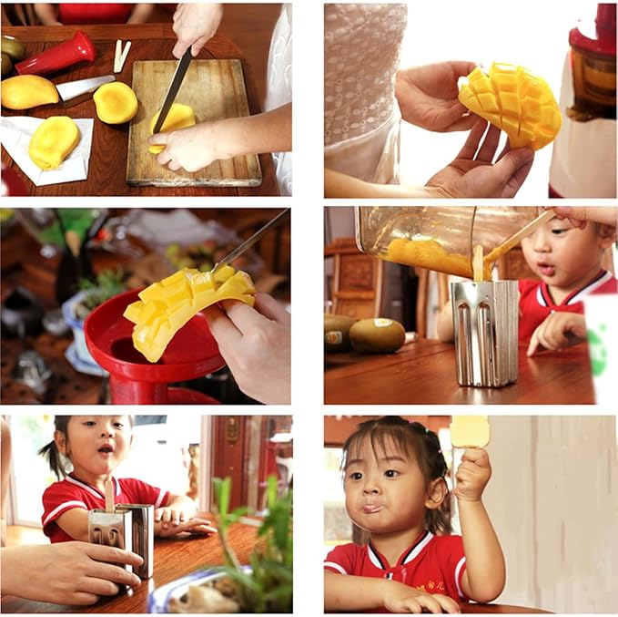 Set of 6 Stainless Steel Popsicle Molds Kit, Homemade Ice Treat Makerwith 50 Wooden Sticks and 6 Silicone Seals and 20 Pop Bags,Cleaning Brush(Square)