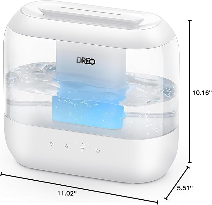 Dreo Humidifiers for Bedroom, Top Fill 4L Supersized Cool Mist Humidifier, 32H Runtime, 28 dB Quiet Ultrasonic Air Humidifier for Large Room, Plants, Baby Nursery, Indoor, Night Light, Easy to Clean