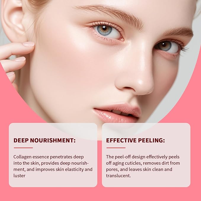 Collagen Peel Off Mask with Peptides and 4D Hyaluronic Acid for Firming, Hydrating, Pore Minimizing, and Fine Line Reduction
