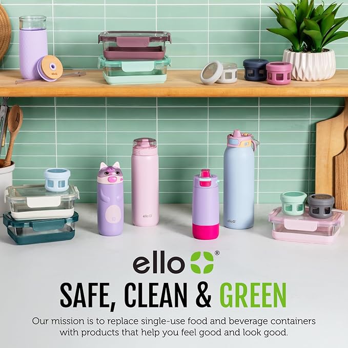 Ello Pop & Fill 32oz Stainless Steel Water Bottle with QuickFill Technology, Double Walled and Vacuum Insulated Metal, Leak Proof Locking Lid, Straw and Chug, Reusable, BPA Free, Strawberries