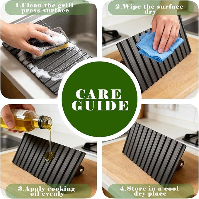 2.2 lb Handheld Heavy Duty Cast Iron Grill Press, 7.8X3.9 inch Rectangle Burger Press with Wood Handle for Blackstone, Griddle, Chef, Camp, Panini, Vegetable, Bacon, Sandwich, BBQ, 2 Pack