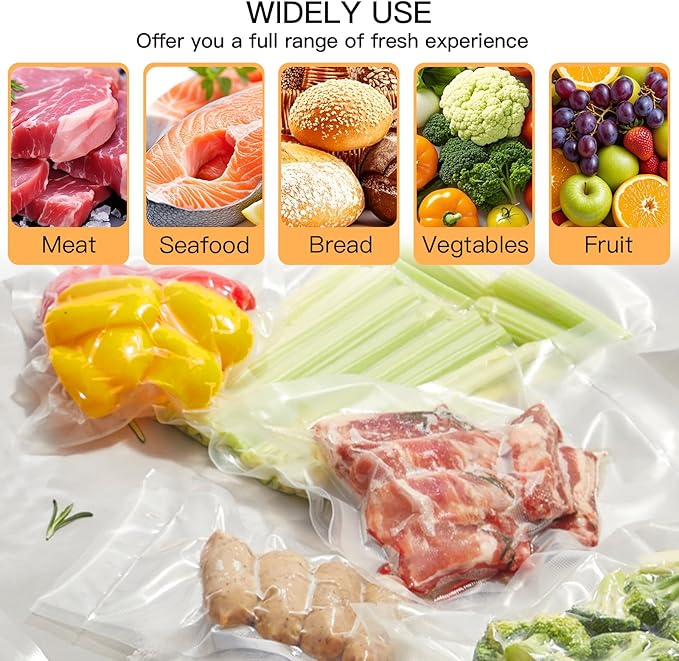 MEGAWISE Vacuum Sealer Bags (11''x 14''-100pcs) for Food Freshness Preservation, BPA Free Vacuum Storage Bags for Food or Sous Vide, Seal a Meal,Double-Sided Texture, Double Lock Freshness (100 count)