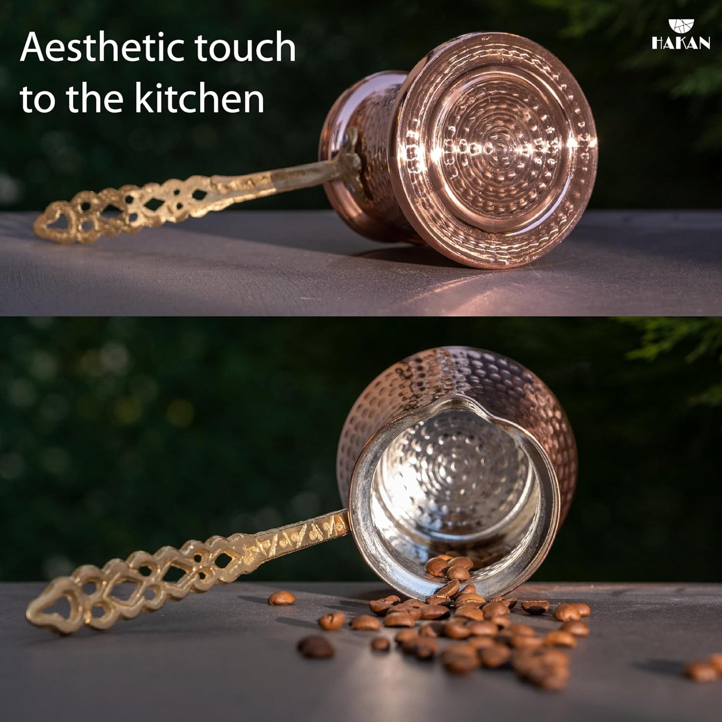 Hakan Turkish Coffee Pot | Stove Top Water Boiler, Coffee Maker, Butter, Chocolate & Milk Warmer | Even and Quick Heat with Handcrafted Copper Material | Coffee Gifts Idea, 13.2 Oz (390 cc)