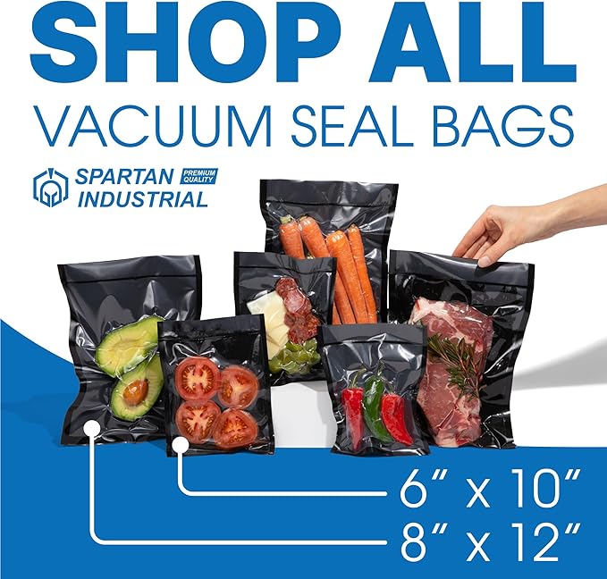 Spartan Industrial 6" X 10" Vacuum Sealer Bags - 200 Count BPA-Free Food Storage Bags for Marinating, Freezing, Sous Vide Cooking