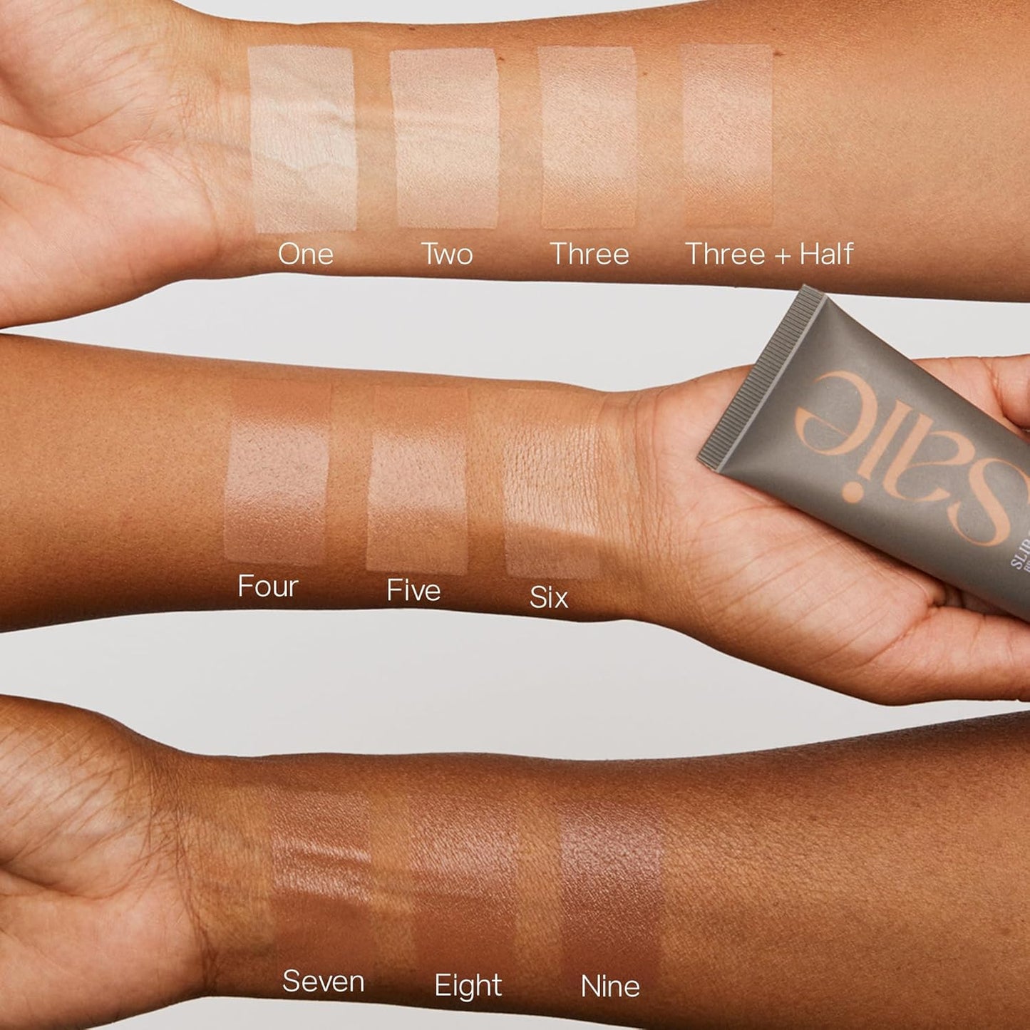 Saie Slip Tint Tinted Moisturizer with SPF 35 - Light Coverage, Glowy Skin Tint & Mineral Sunscreen for Face with Hydrating Hyaluronic Acid - Summer Makeup Essential - Shade Four + Half (1.35 oz)