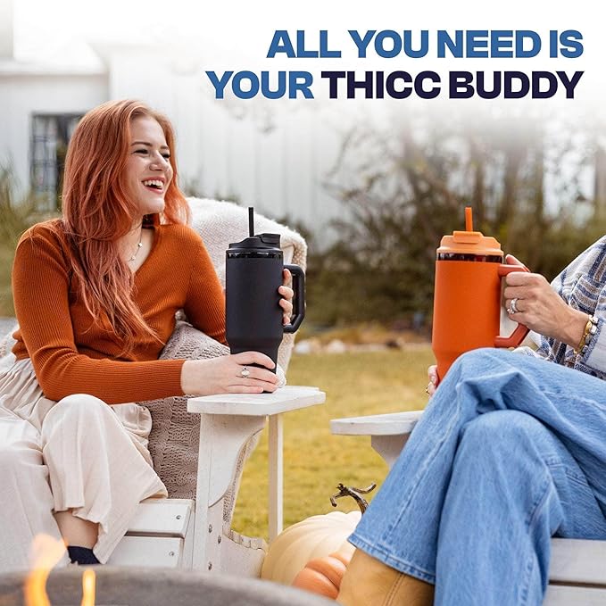 Frost Buddy Thicc Buddy - 16 oz Stainless Steel Vacuum Insulated Tumbler with Lid and Straw for Water - Travel Mug Cupholder Friendly - Gifts for Women Men Him Her (Nebula)