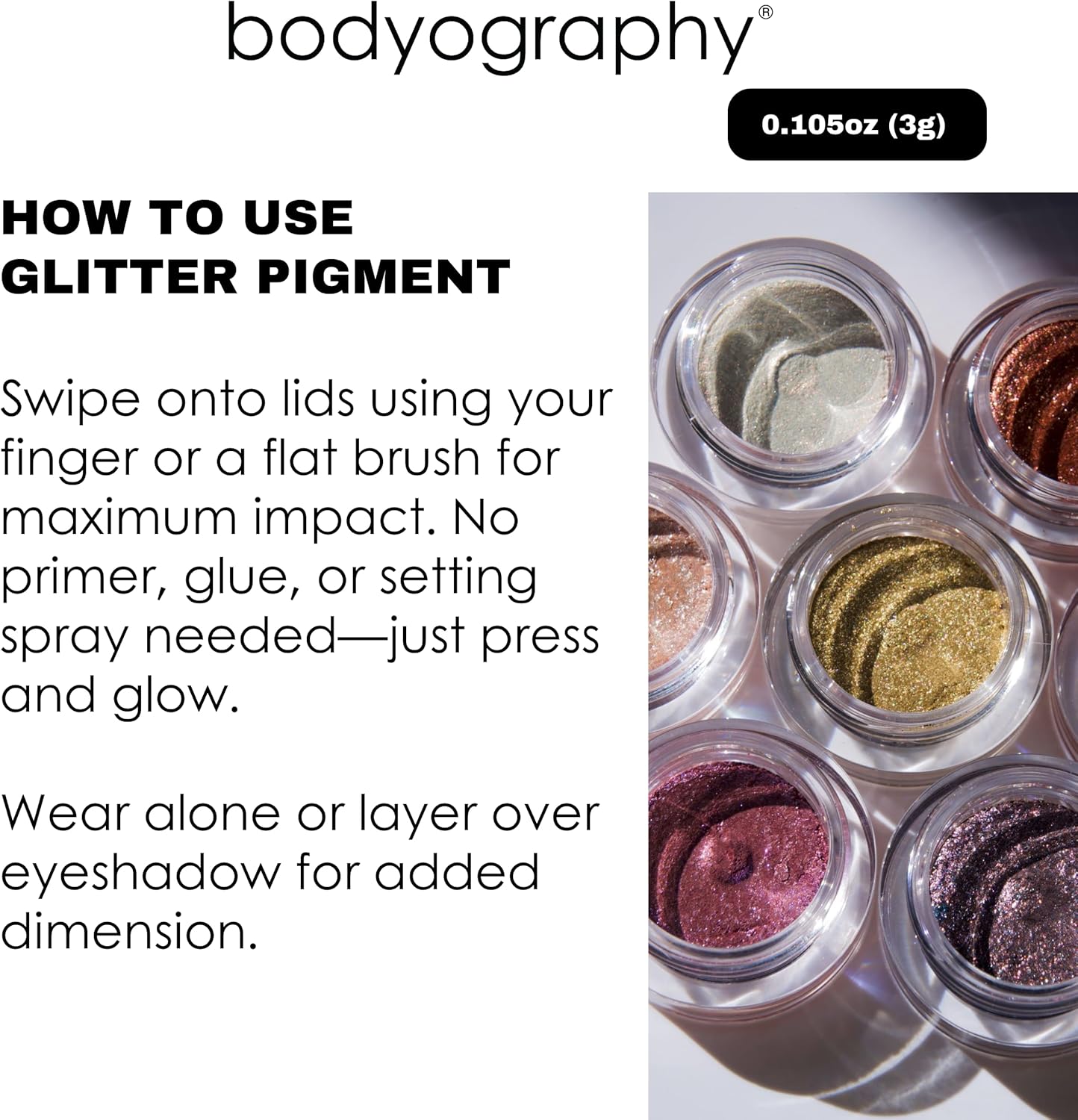 Bodyography Glitter Pigment - Halo Silver Diamond for Women - 0.105 oz Eye Shadow