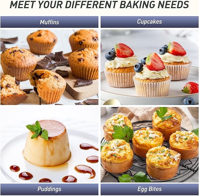 2 Packs 6 Cups Silicone Muffin Pan with Metal Reinforced Frame Jumbo Size Cupcake Pan Tray Egg Bites Silicone Circle Round Cookie Molds Muffin Tin Tall Tart Pans Baking Sheet Breakfast Sandwiches