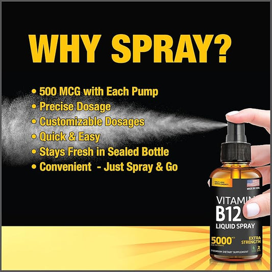 (2 Pack) - Liquid B12 Spray - Vitamin B12 Sublingual - Vegan B12 Vitamin Spray - Methylcobalamin Vitamin B12 Liquid Boosts Energy & Mood - Gluten-Free & Non-GMO - B 12 Drops Waste Money - Find Out Why