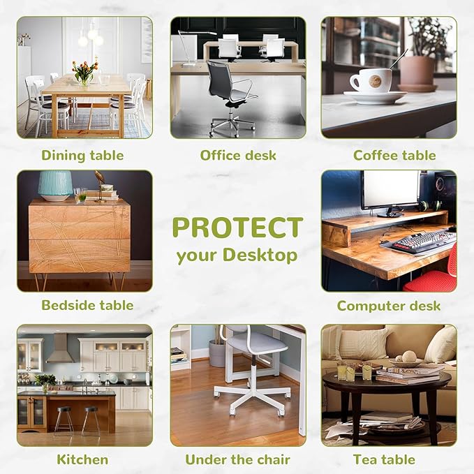 16 x 32 Inch Clear Table Cover Protector, Clear Desk Mat, Clear Table Protector, 1.5mm Thick Plastic Table Cover, Vinyl Table Protector, Clear Desk Pad, Desk Mats on Top of Desks