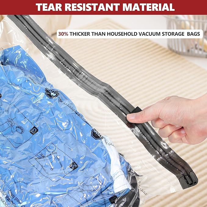 SUOCO Travel Vacuum Bags for Luggage with Portable Electric Pump, 8 Medium Packing Seal Bags for Clothing Suitcase Backpack, Space Saver Compression Clothes Storage Bags