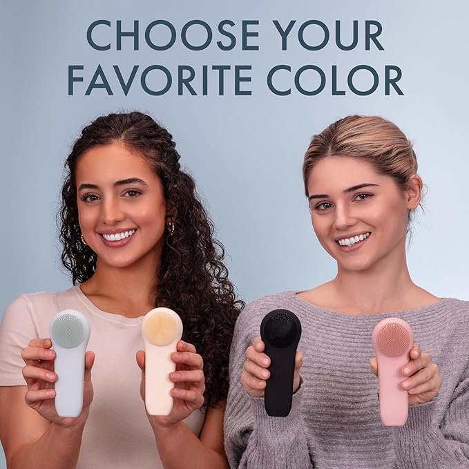 Facial Cleansing Brush, Rechargeable Electric Silicone Face Scrubber Exfoliator, Waterproof Silicone Face Brush Cleanser w/Fast USB-C Charger, Massaging & Face Exfoliator Scrubber for Men & Women